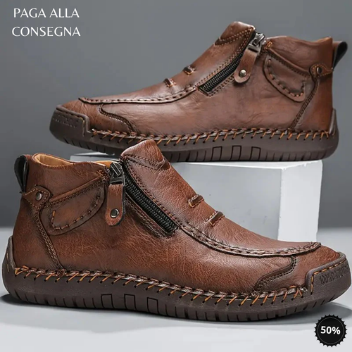 Scarpe Casual In Pelle Con Zip