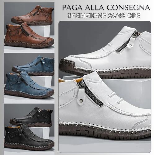 Scarpe Casual in Pelle con Zip - Stile Artigianale